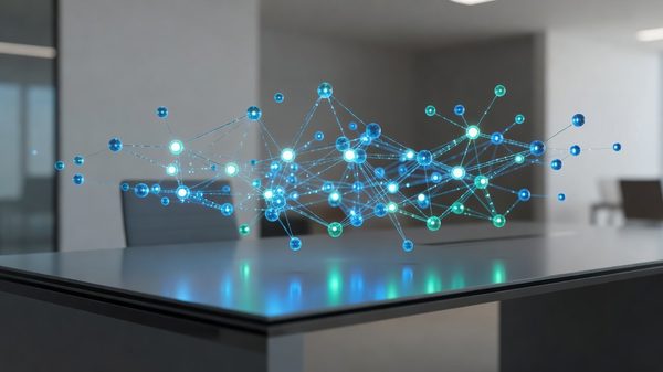 Automated workflow diagram with connected nodes representing business processes and data flows